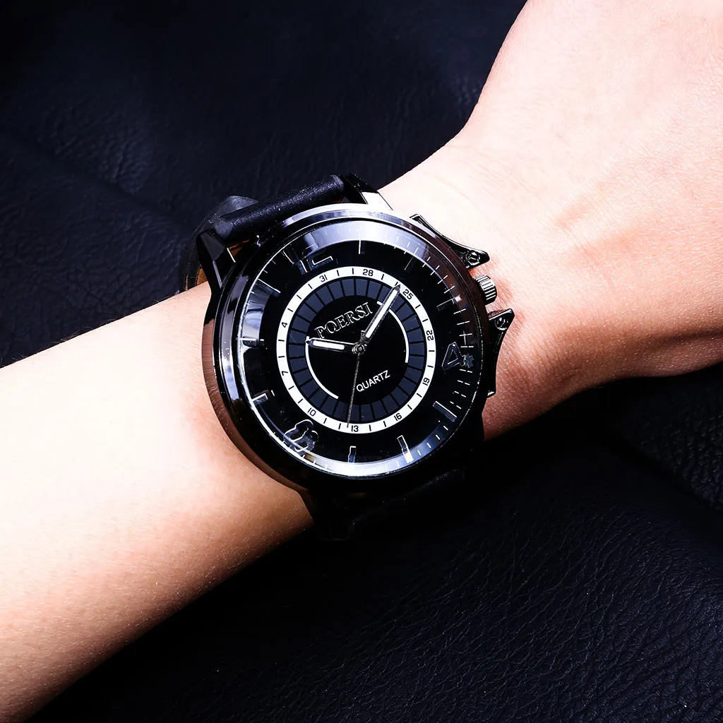 

2019 Mens Watches Top Brand Luxury Men's Quartz WatchLarge Dial Sport Military Leather Watches Clock Men relogio masculino