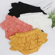 Летние льняные шорты принцессы с оборками для маленьких девочек