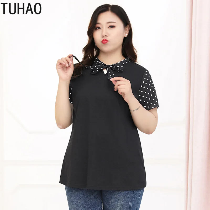 

TUHAO Women Tops Dot Print Blouse 6xl 10XL 8XL Plus Size OFFICE Lady Elegant Womens Clothing Shirts Blusas Feminina Blouses