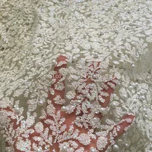 Лидер продаж Африканский тюль с приклеенными блестками кружевная ткань JRB-49832 горячая Распродажа африканская французская кружевная ткань с белыми Блестящими Белыми бусинами