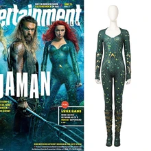 Movie Aquaman Mera Cosplay Costume Bright Green Pearly Skin Jumpsuite Female Cosplay Costume Custom Made For Halloween Movie Aquaman Mera Cosplay Costume Bright Green Pearly Skin Jumpsuite Female Cosplay Costume Custom Made For Halloween