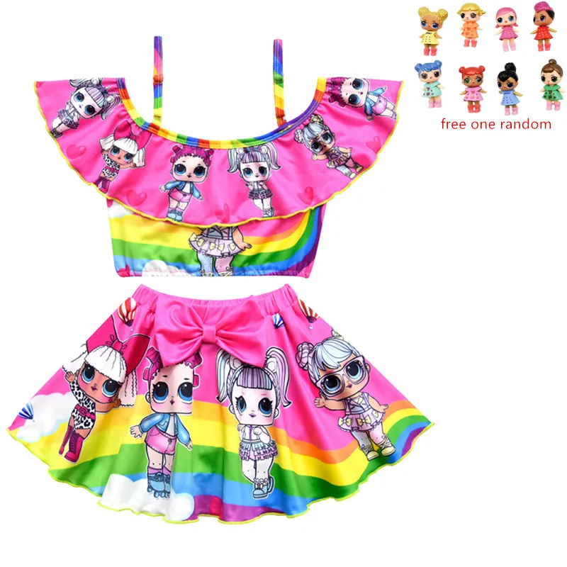 

2pcs Swimwear doll lol Princess Kids Baby girls Fancy beach lol doll Dress Sleeveless Party Dress Girl Summer swimsuit Dresses