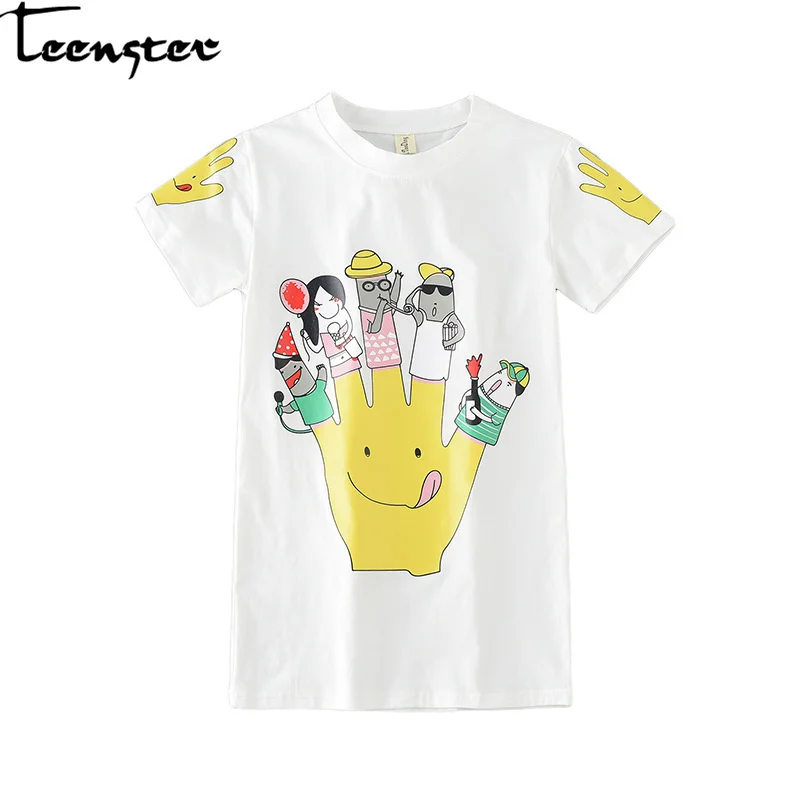 

Teenster Toddler Girl Dress 2019 Summer Fashion Shirt-dress Cartoon Printed Teenagers Girls Dresses Baby Kids Costume Outfits
