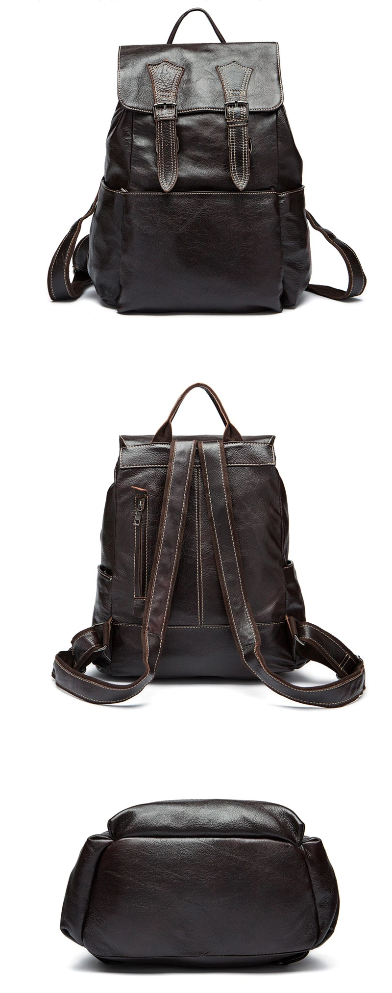 genuine leather men backpack