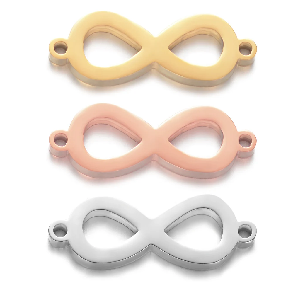 

10pcs/Lot Stainless Steel Mirror Polish Infinity Two Holes 8 Word Connectors Charms for DIY Jewelry Making Bracelet Accessories