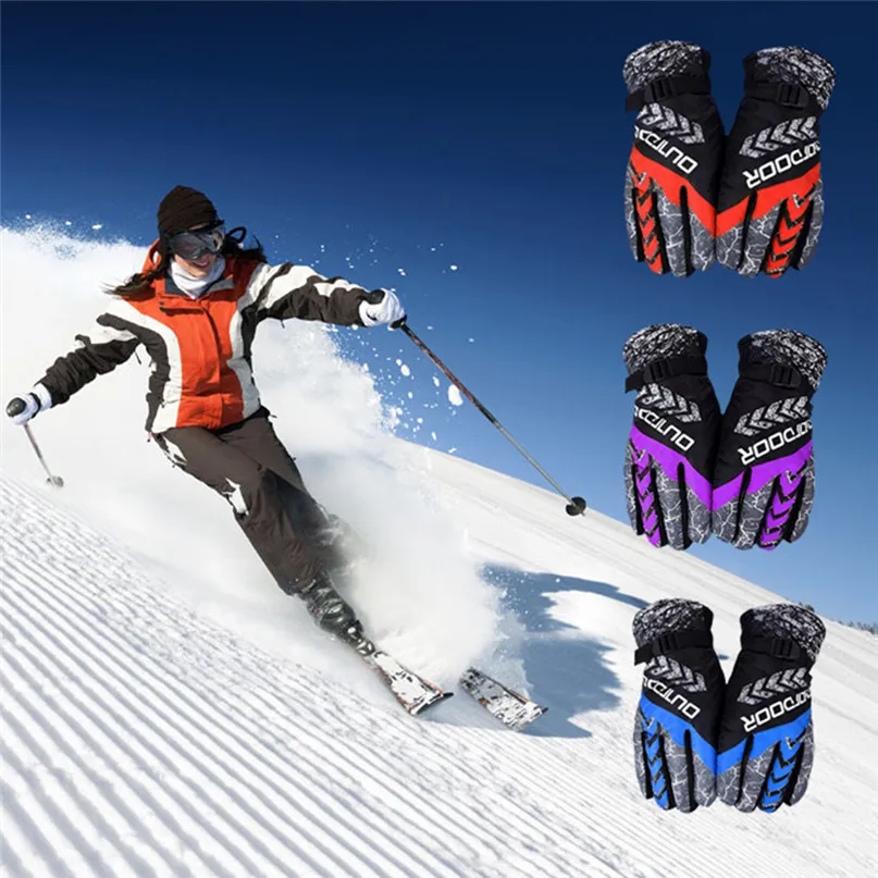 Ski Cycling Gloves Warm Waterproof Gloves Skiing Snow Warm Mitten Full Finger Antislip Thermal Winter non-slip gloves #2N16   (5)