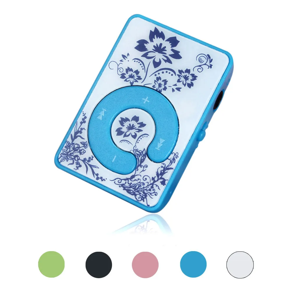 AIKEGLOBAL Hifi Mini Clip Flower Pattern MP3 Player Music Media Support Micro SD TF Card with Charging Cable Drop Shipping