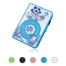 AIKEGLOBAL Hifi Mini Clip Flower Pattern MP3 Player Music Media Support Micro SD TF Card with Charging Cable Drop Shipping