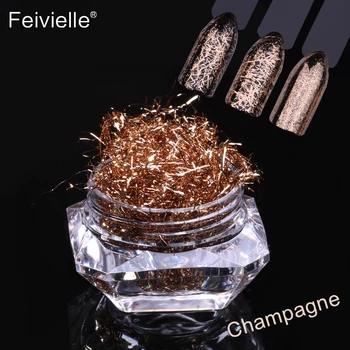 

Feivielle New Aluminum Foil Flakes Magic Effect Flake Chrome Nail Powder Glitter Sequins Mirror Powder Nail Art Gel Nail Polish