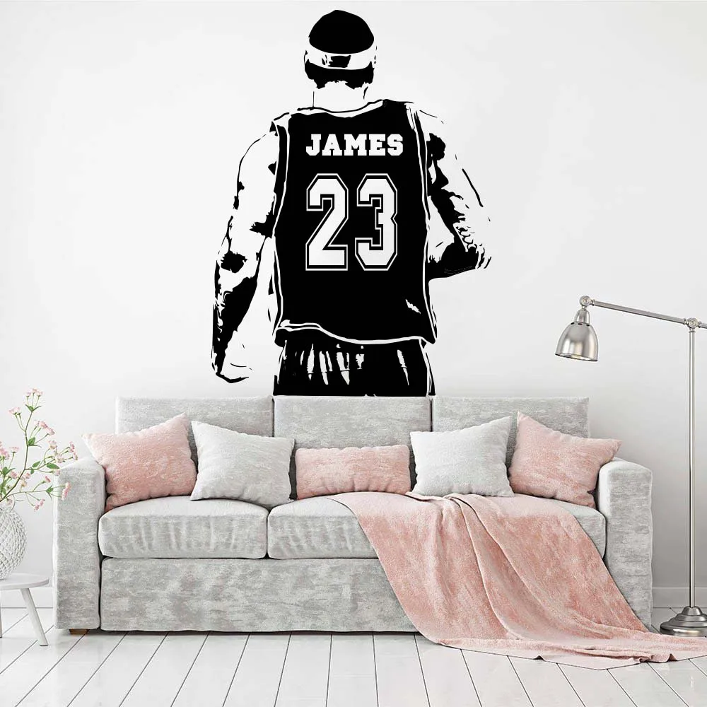 Custom Name Basketball Player Jersey Wall Sticker Nursery Kids Room Personalzied Name James Kobe Jordan Sport Wall Decal Vinyl (2)