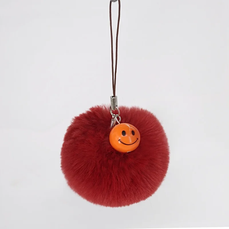 Милый смайлик 5 см помпон шар брелок Подвески для телефона аксессуары украшения ручной работы подвески для друзей - Цвет: Color 10