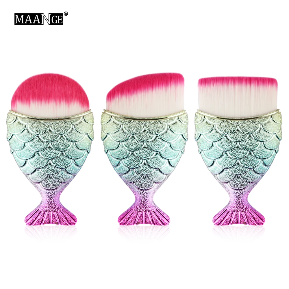 

MAANGE 3Pcs/pack Cute Mermaid Blending Foundation Makeup Brush Highlighter Contour Powder Cosmetic Make Up Brushes Beauty Tools