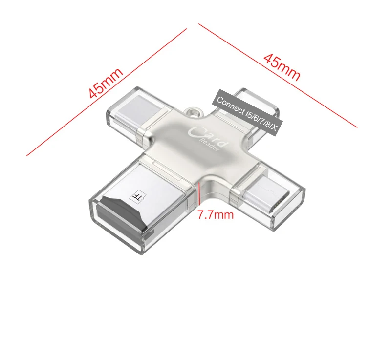 Mini Card адаптер Тип usb C Micro usb TF OTG Картридер для iPhone X XS MAX XR 8 плюс 5 6 7 SAMSUNG S8 S9 + LG G5 G6 Macbook ПК