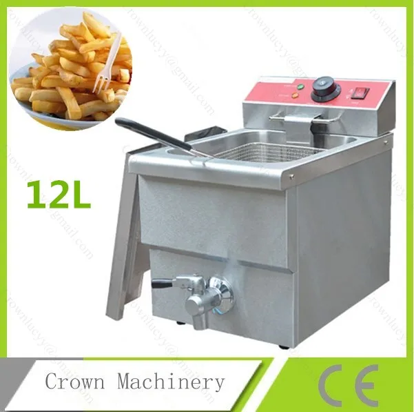 

Luxury type CE approved 220V Commercial 12L electric single tank fryer with drain oil faucet and fryer basket
