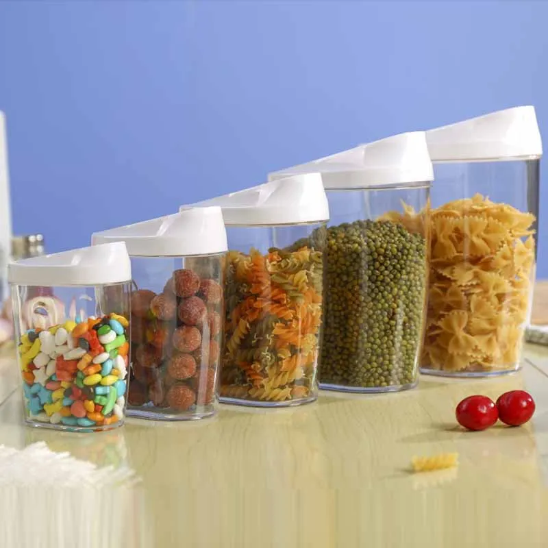 

5pcs Fashion Sealed Storage Box Grains Dried Fruit Cans Coffee Tea Tin Transparent Plastic Container Oval Fresh Collection Boxes