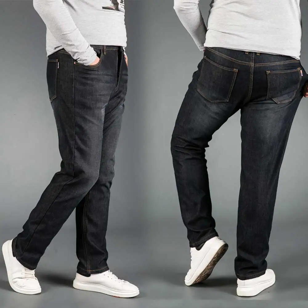 Fleece Lined Black Jeans Men's Winter 