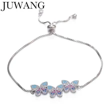 Браслет с цирконием и бабочкой женский браслет с радугой серебряный цвет Роскошные регулируемые ювелирные изделия