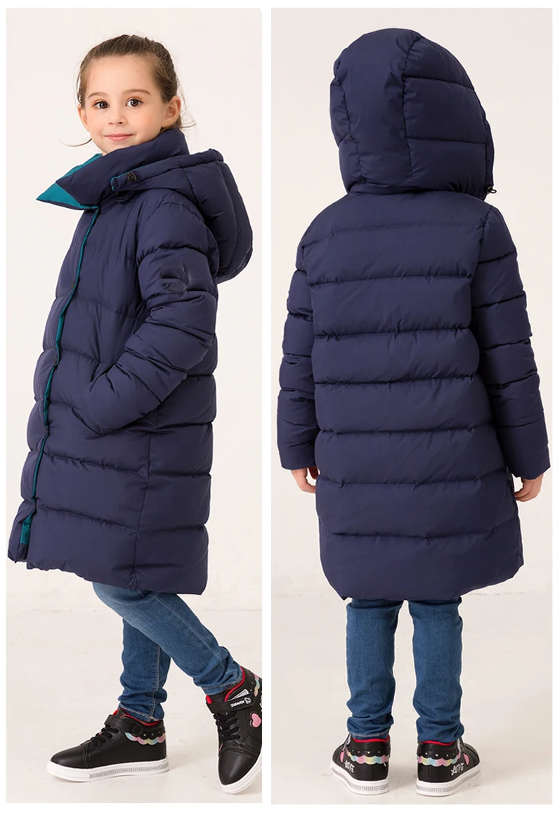 Kids Winter Jacket for Girls Winter Down Coat Teenage Girls Parkas Toddler Children Warm Long Hooded Outwear Size 6 8 10 12