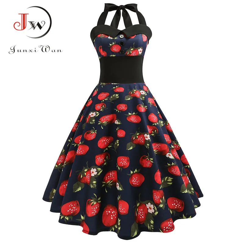 Summer Women font b Dress b font 2018 Casual Floral Retro Vintage 50s 60s font b