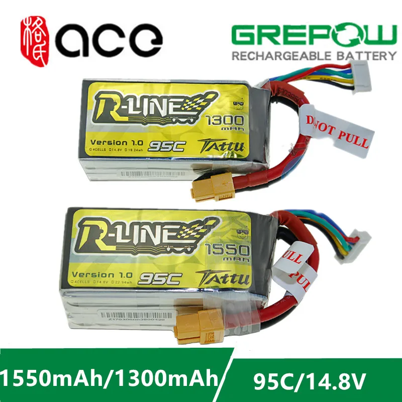 Tanie Ace Tattu r line 1.0 LiPo akumulator 1050 1300 1550mAh 95C 14.8V 22.2V 4s1p 6s1p dla RC FPV Racing Drone Quadcopter