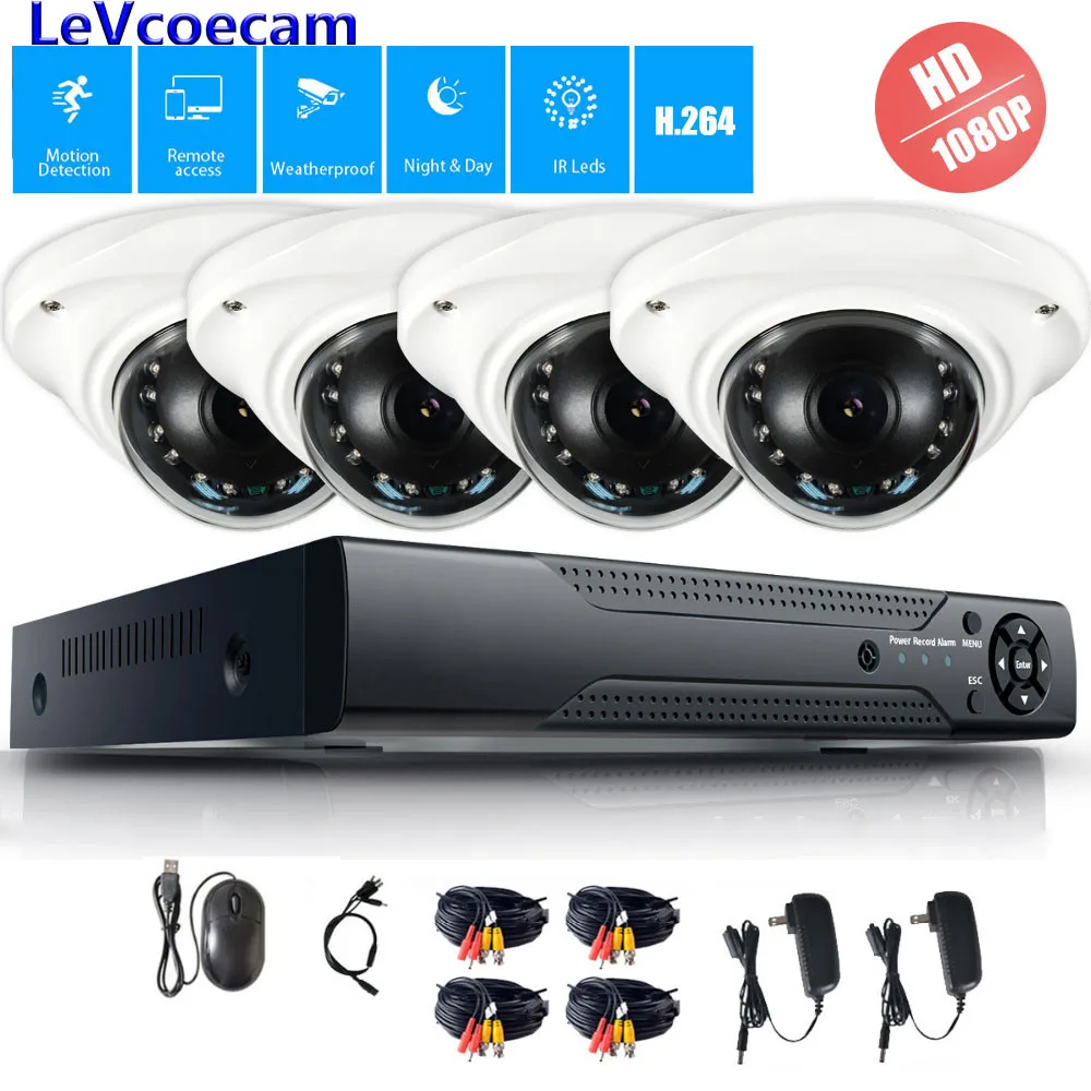 4CH 1080P цифровой видеорегистратор система cctv 1 ТБ HDD 2MP купольная аналоговая высокой