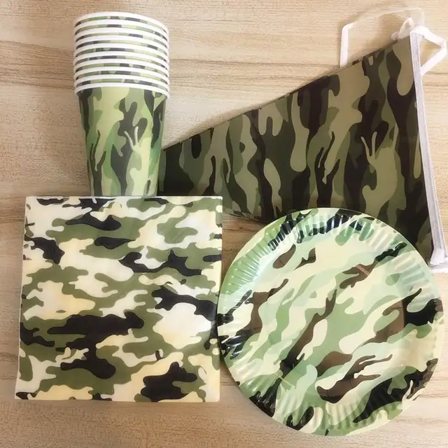 50pcs Set Camouflage Party Supplies Kids Birthday Party Decoration