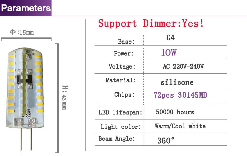 10XG4 светодиодный AC/DC 12 В 220 В 3 Вт-12 Вт Светодиодный светильник SMD3014 люстра ампула светодиодный G4 Точечный светильник галогеновая лампа для дома светильник ing