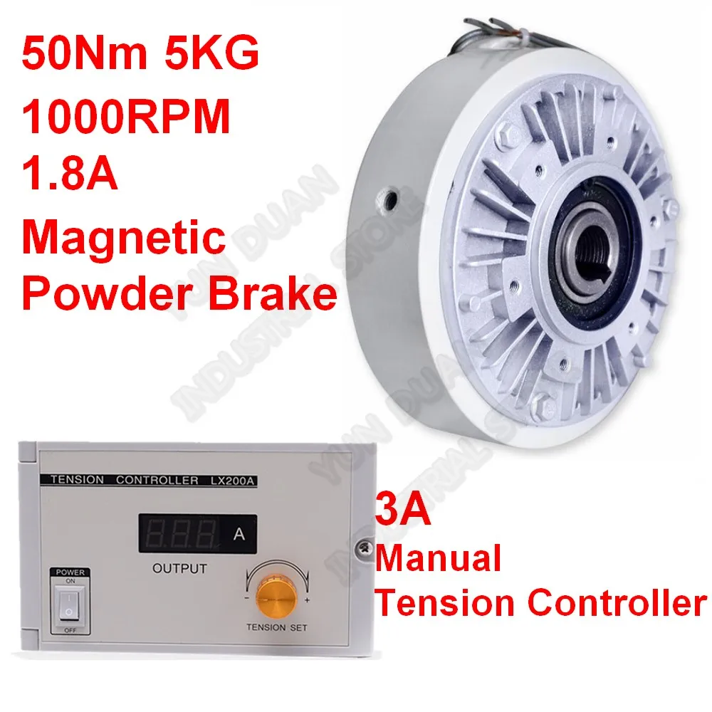Полый вал магнитный порошковый тормоз 50Nm 5 кг DC 24 В w/ручной регулятор натяжения наборы для печати упаковки брюшной машины