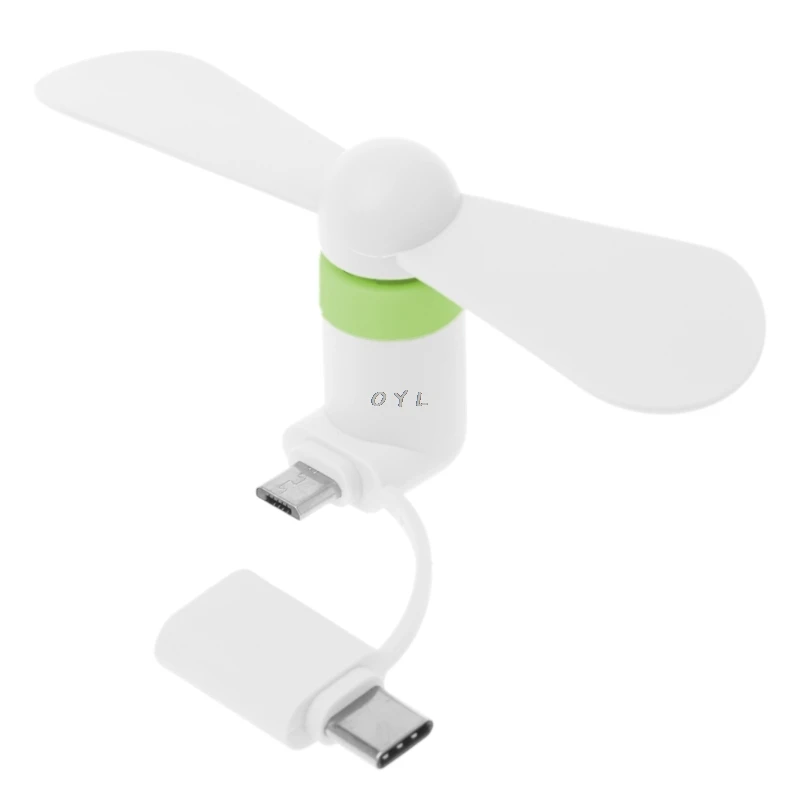 Portable 2in1 Type C Micro USB mini fan cooler for Samsung Xiaomi Huawei HTC Cell Phone and all Smart phone mini fan