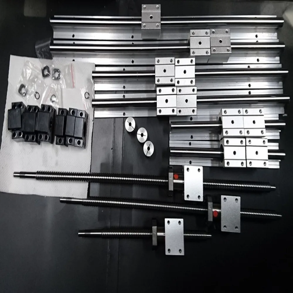 

6sets linear guide rail SBR20-400/900/1200mm+ SFU2005-400/900/1200mm ballscrew+3 BK15/BK15+3 Nut housing + 3 Coupler for cnc