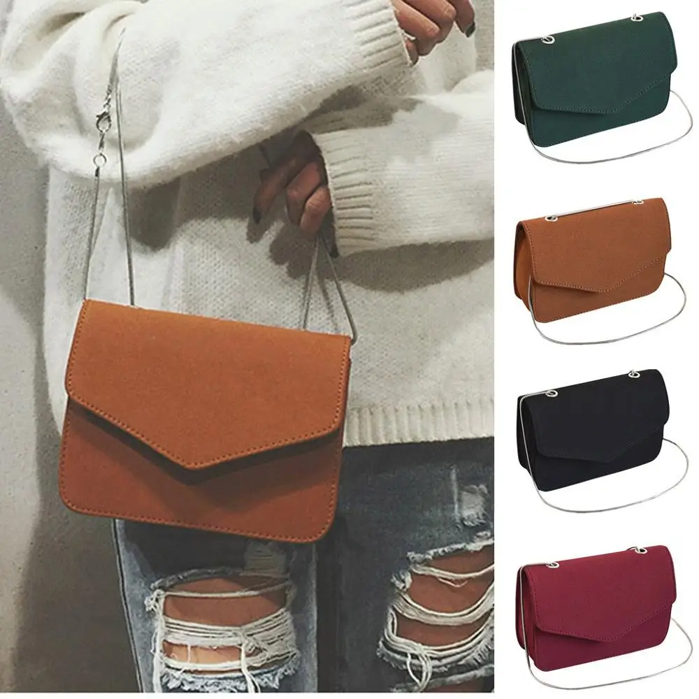 

Woman Trendy shoulder bag Retro Fashion Solid Colour Velvet Shoulder Bags Ladies Elegant Chain HandBag sac main femme handtas er