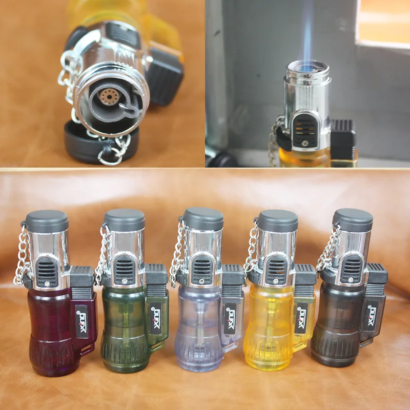 

High Quality Windproof Trip Torch Lighter Jet Flame Refillable Butane gas Cigarette Cigar Lighter No Gas Random Color