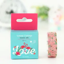 

1X 1.5cm Wide Summer Flamingo Washi Tape Masking Tape DIY Sticker Decorative Stick Label School Office Supply Student Stationery