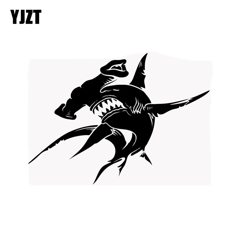 

YJZT 16.5cm*12cm Hammerhead Shark Ocean Sea SHARK Angry Teeth Scuba Diver Car Sticker Decal Black Silver Vinyl C11-0387