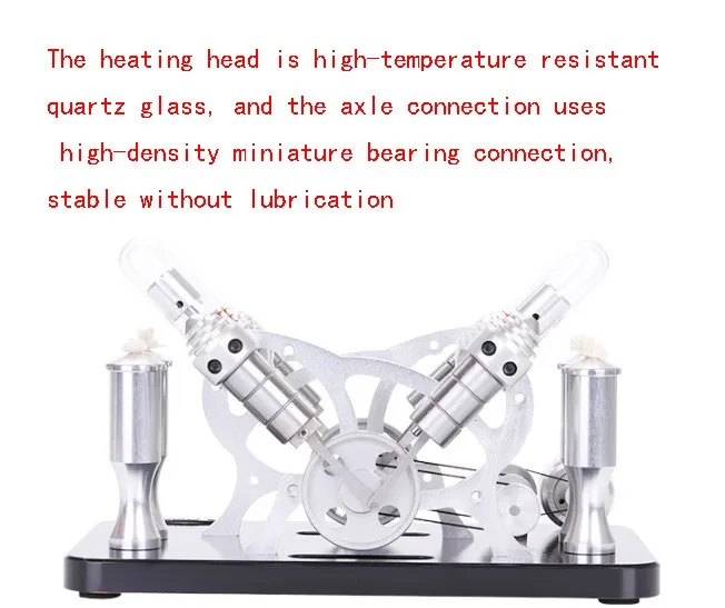 Может заряжаться через V4 Стерлинговое двигателя, электрическая машина 4-цилиндровый Stirling модель, микро-генератор, 4-цилиндровый стерлингового серебра