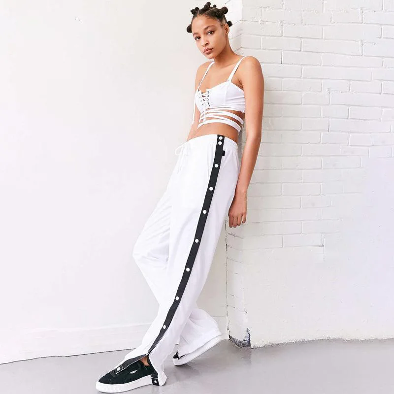 Pants 3/4 Loose Fit White With Side Slits – Voila summer fashion