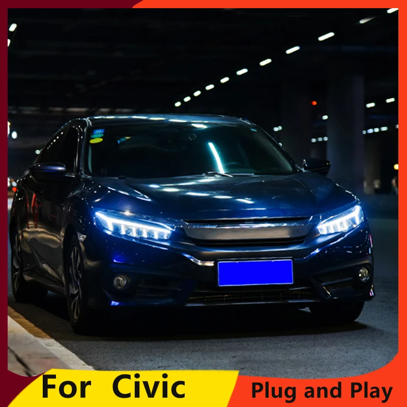 Автомобильный Стайлинг для новых Honda Civic- фары для civic DRL линзы новые Civic светодиодный фары с динамическим поворотом