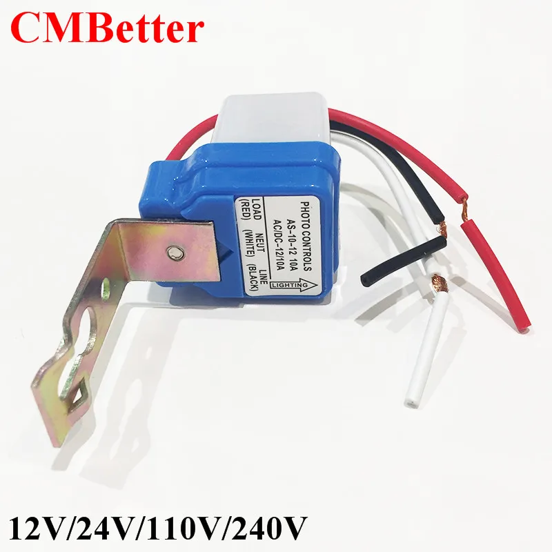CMBetter  Sensor Switch Automatic Auto On Off 220V Photocell Street Light Switch DC AC 12V 50-60Hz 10A Photo Control Photoswitch (10)