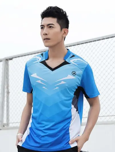 Men Blue Shirt Мужская одежда для настольного тенниса, одежда для бадминтона wo men, теннисные шорты для девочек, спортивная рубашка для настольного тенниса, спортивная форма 127 - Цвет: Men Blue Shirt
