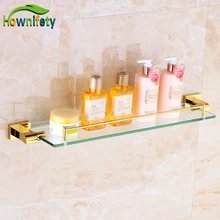 Fashion Gold Plate Bath Single Tier Storage Shelf Wall Mounted Cosmetic Rack