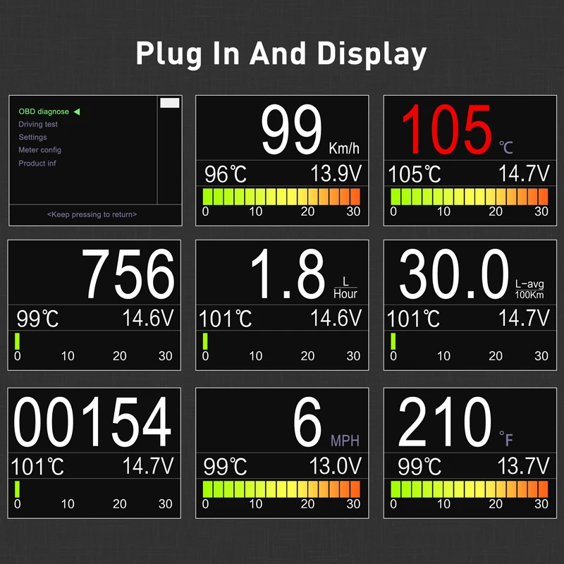 AUTOOL 2,4 ''Многофункциональный X50 Plus автомобильный OBD цифровой смарт-измеритель и с указанием аварийного кода безопасности измеритель температуры воды измеритель скорости вольтажа