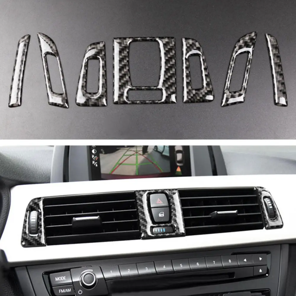BBQ@FUKA 7x Carbon Fiber Interior Air Vent Outlet Cover Trim Frame Sticker Fit For BMW 3 series F30 2013-2015
