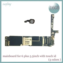 Хорошо работает 16 ГБ с сенсорным ID материнская плата для iPhone 6 plus материнская плата 5,5 дюймов разблокирована с чипами логическая плата(3 цвета