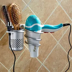 Держатель для фена с чашкой для домашних хозяйств стойка для волос фен Полка Металлический Настенный Держатель для ванной комнаты