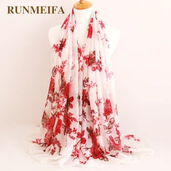

RUNMEIFA 2019 New Arrival Spring Autumn Cotton Linen Scarves For Women Print Shawl Elegant Ladies Foulards Femme Echarpe