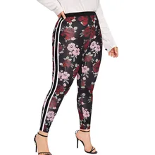 Высококачественные сексуальные женские штаны для йоги размера плюс XL-5XL эластичные леггинсы для фитнеса с цветочным принтом спортивные штаны для йоги N20