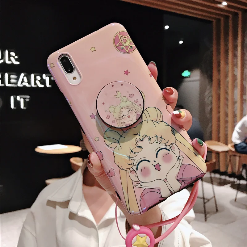 Чехол для huawei p30 Sailor moon, розовый милый мягкий чехол для телефона huawei p20 pro mate20 nova5 4+ лямки