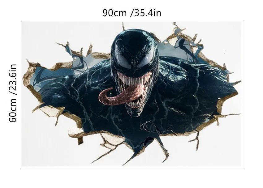 Темный супер герой Сменные Веном 3d сломанные стены искусства Виниловые настенные наклейки в детскую комнату украшения мультфильм плакат на стену 90*60 см - Цвет: B167