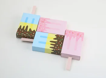 

OurWarm300Pcs Ice Cream Shape Gift Boxes Baby Shower Birthday Party Candy Box Cartoon Drawer Gift Bag for Kids Party Favor Box