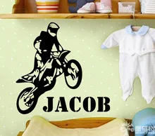 2016 Más Reciente Decoe Moto Con Nombre Personalizado Custom Nombre Etiqueta de La Pared Home Art Mural Niños Dormitorio Decoración Y-613